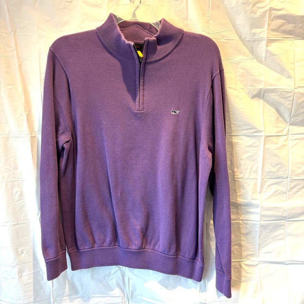 Vineyard Vines sweater Saltwater 1/4 zip purple SZ L. NWOT - Picture 9 of 9